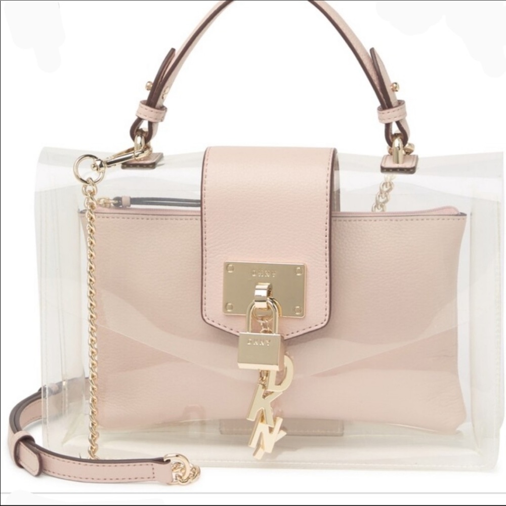 DKNY Elissa Flap Clear Blush PVC shoulder Bag